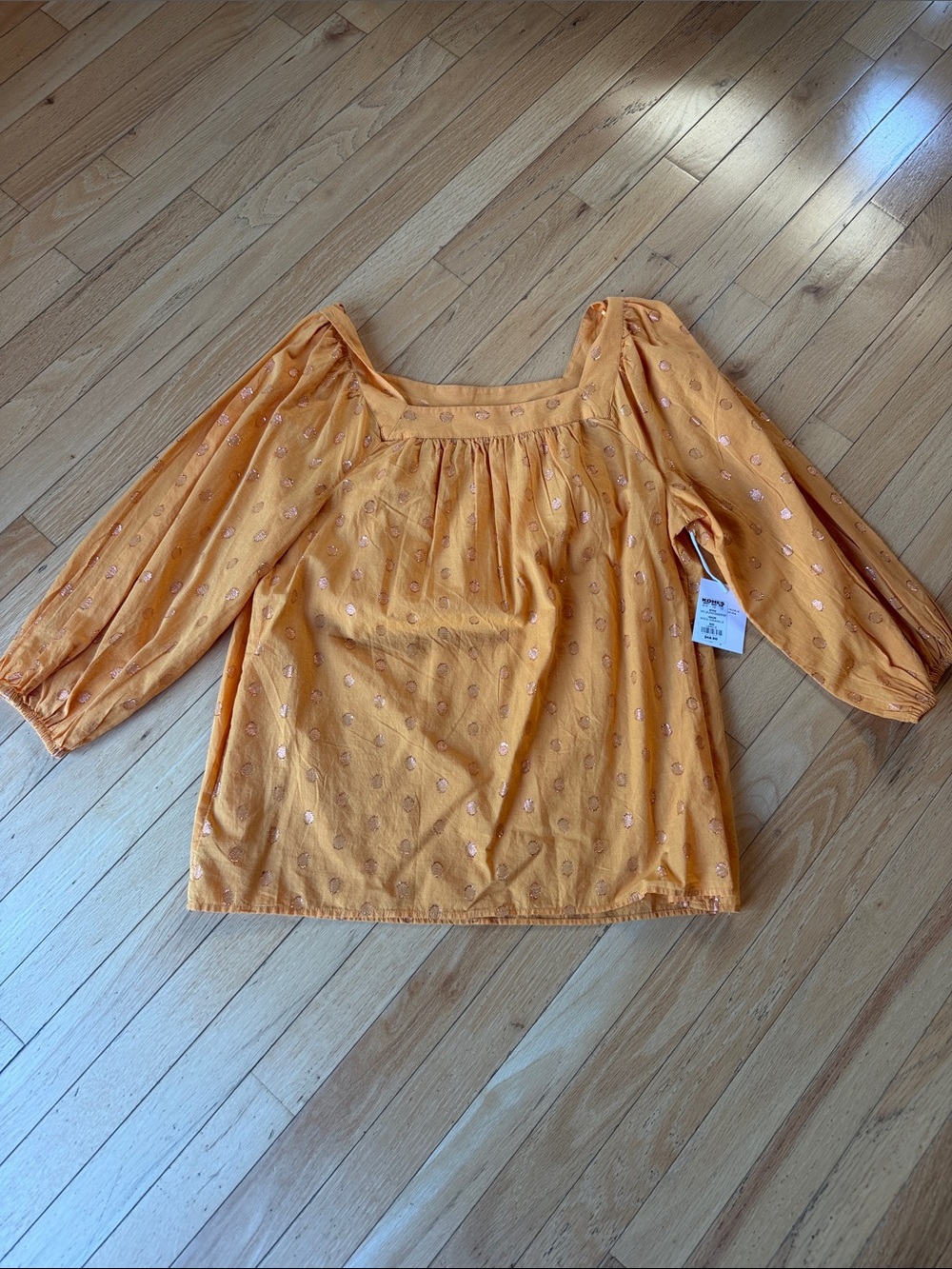 LC Lauren Conrad Orange Eyelet Square-Neck Blouse